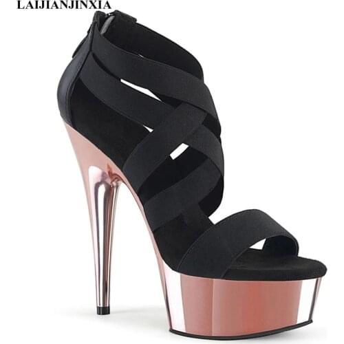 LAIJIANJINXIA New Women Sexy Show Sandals 15CM High Heels Sexy Platform Sandals Girls Shoe for Party Club Drop Sale LFD