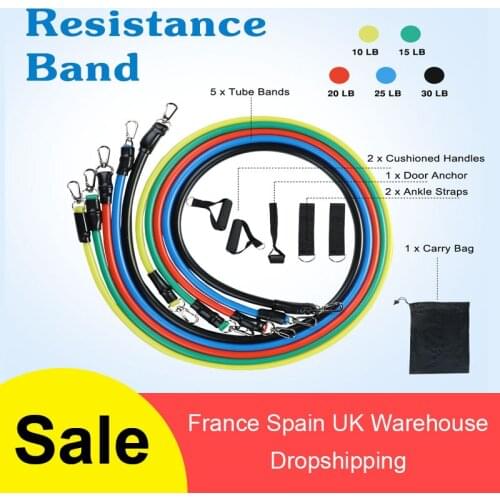 11pcs Pull Rope Fitness Exercises Resistance Bands Set Training Yoga Band Gym Fitness Equipment