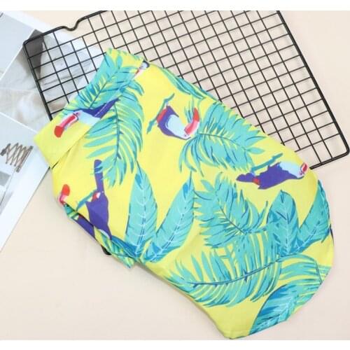 Summer Hawaii Beach Pet Dog Clothes Coconut Tree Flower Shirt Dog Thin Short Sleeve T-shirt