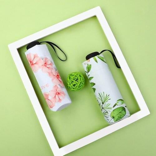 Small Fresh Umbrella Sunny and Rainy Dual Use Small Fresh Creative 5 Fold Umbrella Anti Ultraviolet Sunshade