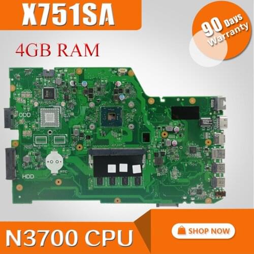 X751SA N3700 CPU 4GB RAM Laptop motherboard For Asus X751S X751SJ X751SV mainboard 90NB07M0-R00050 Tested Working free shipping