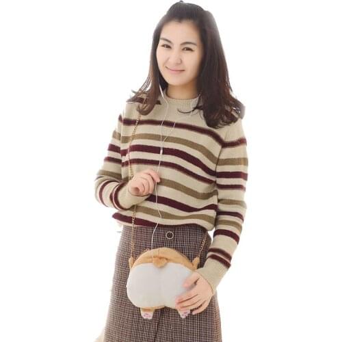 Cute Corgi Butt Coin Purse Animal Plush crossbody Funny Long Belt Corgi Crossbody Hangbag Children Like Handbag