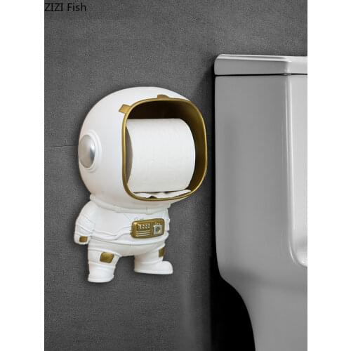 European Style Wall Hanging Astronaut Tissue Holder Paper Roll Toilet Holder Home Wall Decoration Accessories Fun Storage Rack