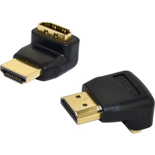 HDMI 1.4 male plug to female jack 90 degree angled adapter convertor