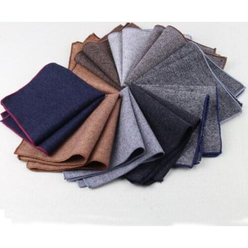 2PCS Wool Handkerchief High Grade for Men Pocket Square Solid Towel Suit Hankie Accessory Gentlemans Kerchief Quality Business