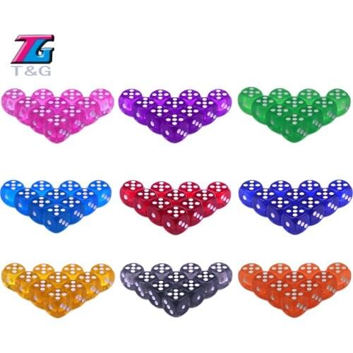 Standard Pips 16*16*16mm Poker Chips Dice T&G High Quality Multi Red Orange Yellow Black Purple Green Clear