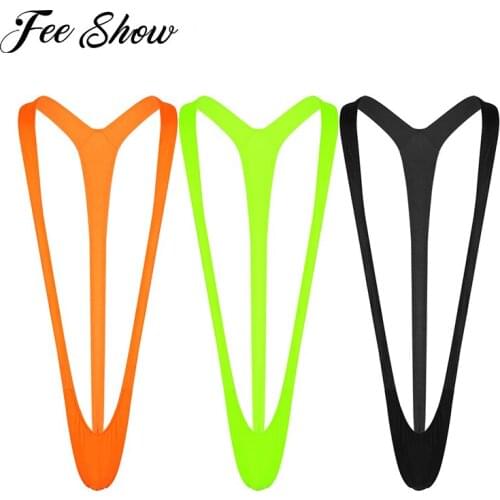 Sexy Men Mankini Swimsuit Thong Underwear One Size Stretch Deep V-Neck Open Beach Swimwear Hot Mens Lingerie Teddies Bodysuits