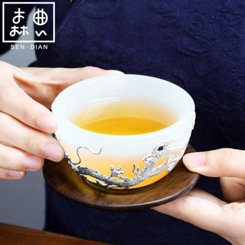 SENDIAN Thickened Anti-scalding Anti-fall Glass Cup Handmade Silver-plated Tea Cup 2021 Hot New Office Kitchen Accessories