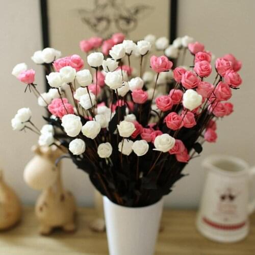 Silk DIY Artificial Flowers Small Rose Bride Bouquet Xmas Party Decor Faux Fake Flowers Wedding Home Decoration