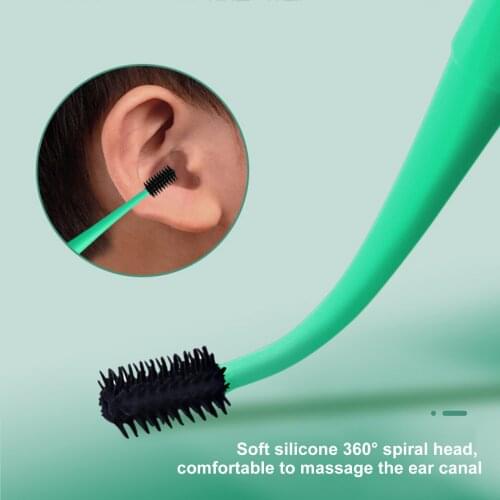 Silicone Ear Wax Removal Tool Ear Cleaning Sticks Earpick Remover Ear Pick Double Head Ear Cleaner Spiral Swab