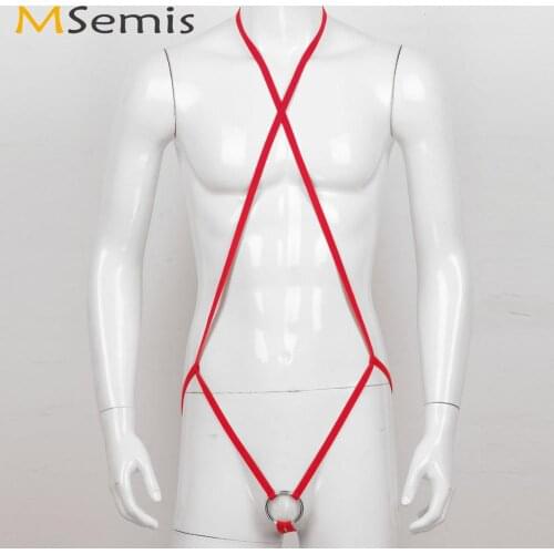 Men Erotic Straps Jockstrap Thong Underwear Gay Body Muscle Harness Slingshot Briefs Porno Sissy Open Crotch Transparent Panties