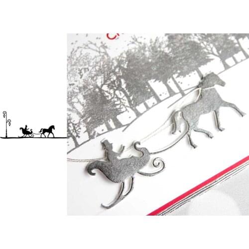Street light sled carriage scene metal cutting dies cut die mold Scrapbook cards making paper craft knife mould dies new 2019