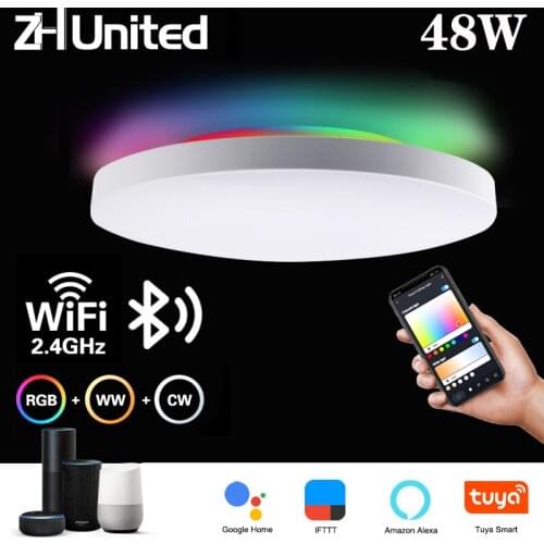 48W RGB LED Smart WIFI Ceiling Light Voice APP Intelligent Control Dimmable Bluetooth Tuya lamp Alexa Google Modern