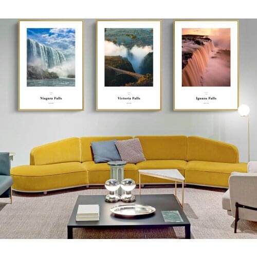 Magnificent Scenery Canvas Painting Modern Famous World Big Waterfall Wall Art Posters for Living Room Bedroom Home Decoration