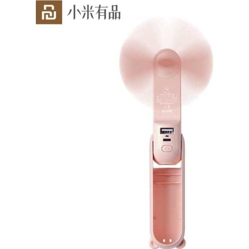 Youpin 2000mAh USB Rechargeable Foldable Handheld Mini Fan Power Bank with Flashlight Function for Summer Home Office