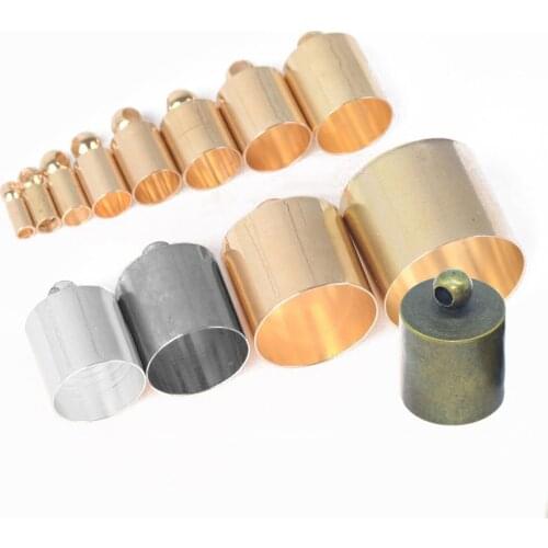 Gold Silver Bronze Gunblack Metal Copper Crimp Beads Rope Leather Cord End Caps for Jewelry Making