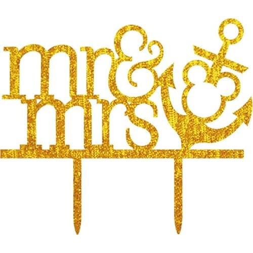 1PCS Cake Decorations Acrylic Cake Topper Anchor Mr&Mrs Cupcake Toppers Wedding Birthday Party Supplies