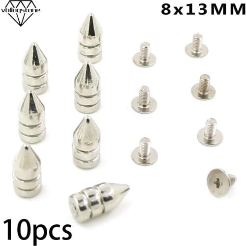 8*13MM Silver Metal Studs And Spikes Cool Punk Spikes Rivets For Punk Clothes Bag Shoes Decoration DIY Leather Crafts 10Pcs