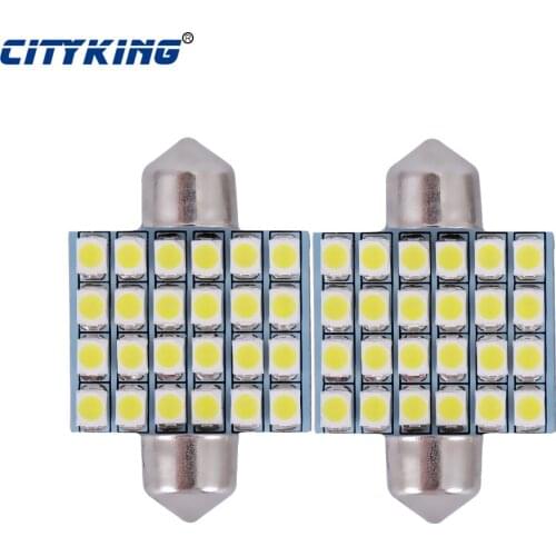 10pcs Car Festoon led 24smd led 36mm 39mm 41mm 31mm led 3528 1210 auto LED dome light led Bulb For car styling