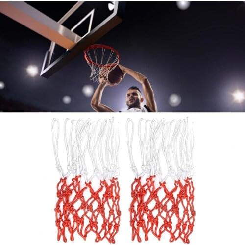 2Pcs 13 Buckles Basketball Net Nylon Thickened Wear-resistant Rainproof Basketball Hoop Mesh White Red/White Standard Net