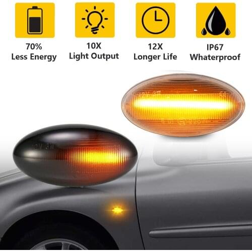 2Pcs LED Repeater Side Marker Turn Signal Lights For Citroen C1 C2 C3 C4 C5 C6 Xsara Berlingo Dispatch Jumpy C-Crosser Elysee