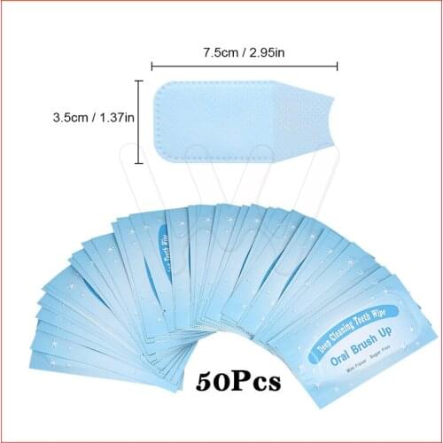 50Pcs Finger Teeth Wipes Teeth Brush Ups Wipes Dental Clean Teeth Whitening