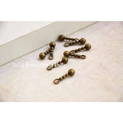 50pcs/lot 3# Solid Brass Zipper Sliders Puller Vintage Zip Replace repair parts Zip fastener Water Leathercraft free shipping