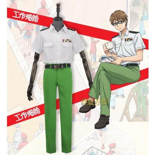 Anime Cells At Work Helper T Cells Uniform Suit with Belt Cosplay Custome Hataraku Saibou Party Cosplay Outfit for Men Adult