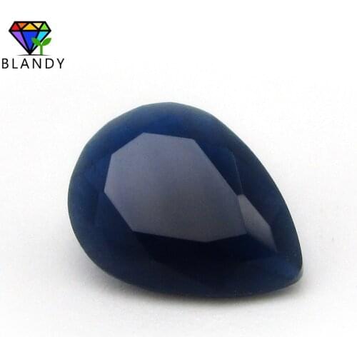 Free Shipping Blue Color Glass Beads 3x5~13x18mm Oval Cut Blue Synthetic Glass Gems Stone For Jewelry Making