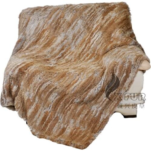 CX-D-15/Z 218x218cm Custom Made Rabbit Fur Knitted Home Carpet