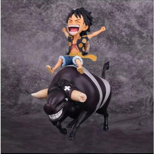 13cm One Piece Luffy Riding a cow Action figure toys doll Christmas gift with box