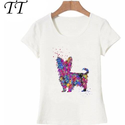 2021 new summer harajuku women t-shirt Yorkshire Terrier watercolor art T-Shirt hipster animal design Tops fashion female Tees
