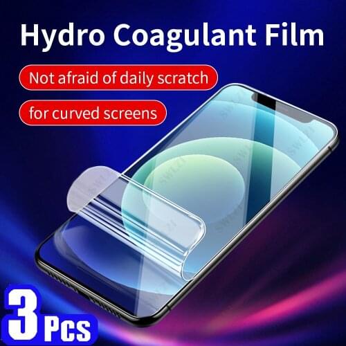 3Pcs soft full cover for iPhone 12 mini 11 pro X XR XS Max SE 7 8 plus hydrogel film protective phone screen protector Not Glass