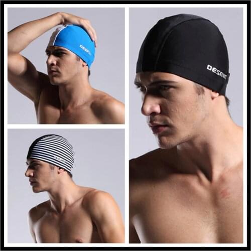 DES35 high nylon spandex solid stripe men swim cap man swimming cap bathing suit swim hat man swimming pool cap