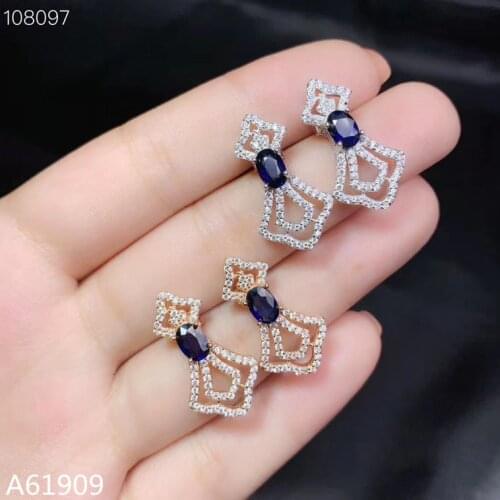 KJJEAXCMY Supporting detection 925 sterling silver inlaid with natural sapphire female earrings for testing