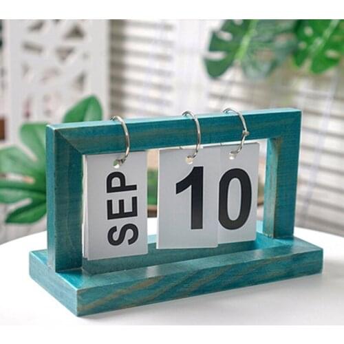 Creative Contracted Nordic Handmade Wooden Page-turning Flip Calendar Ornament Study Gym Cafe Living Room Desk Home Decoration