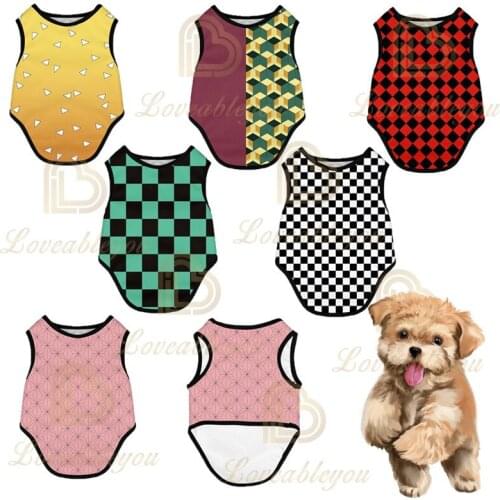 Hot Selling Anime Kamado Tanjirou Pet Dog Clothes Vest Sports Costume Puppy Pet Dog Clothing Spring Autumn Cat Dog Shirt Vest
