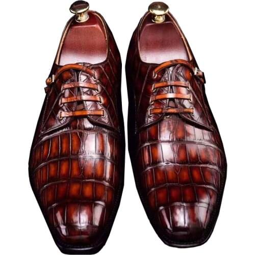 Chue men crocodile shoes manual Brush color Men shoes business male Dress shoes men formal shoes