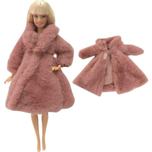 NK 1X Doll Gown Dress Noble Wool Coat Handmade Winter Warm Outfit Casual Wear Clothes for Barbie Doll Accessories Toy 02B 5X