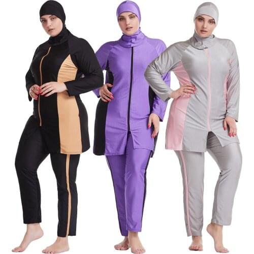 2021 New Plus Size Bikini Muslim Women High Waist Swimsuit Push Up Bikini Set Plus Size Islam Swimwear Clothing Pants