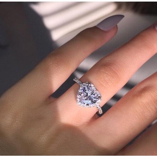 New 925 Sterling Silver Ring Heart-Shaped AAAA Zircon Ring Wedding Ring For Woman High Jewelry Gift