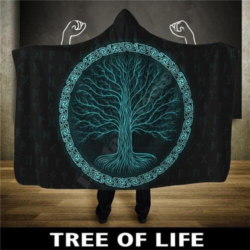 Viking Hooded Blanket Viking Tree of Life 3D Printed Wearable Blanket Adults kids Blanket blanket throw blanket