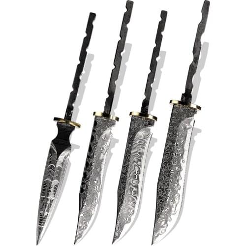 Damascus steel hunting knives DIY blade billet blank Sharp Fixed blade camping survival knife making part