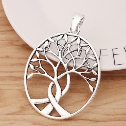 2 Pieces Large Tree Charms Pendants for Necklace Jewellery Making Accessories 80x54mm