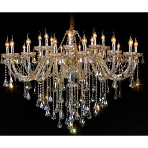 Deluxe 24 Arms Villa Hall Chandelier Led Lustre Light Large Crystal Chandelier Hotel Living Room Led Chandelier Crystal Lamparas