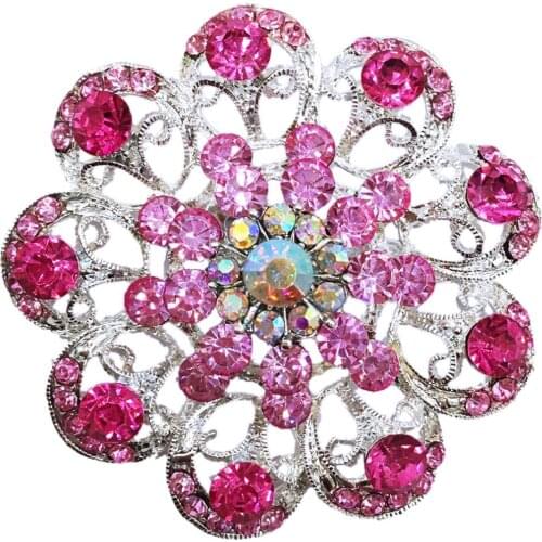 Pink Flower Rhinestone Brooches Womens Alloy Branch Brooch Pins Suits Dress Banquet Brooch High Quality Gift BRO47