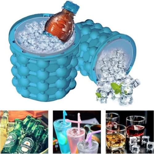 1000Ml Silicone Ice Cube Maker with Lid Ice Bucket Mold Drinking Whiskey Champagne Wine Beer Bucket for Kitchen Party Barware