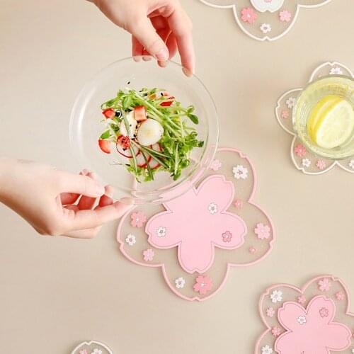 1pc Japan Style Cherry Blossom Heat Insulation Table Mat Family Office Anti-skid Tea Cup Milk Mug Coffee Cup Coaster