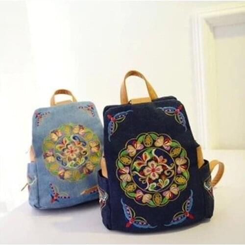 Retro Embroidery Vintage Backpack New Canvas Zaino Vintage Shoulder School Bags For Teenage Girls Single Shoulder Strap Backpack