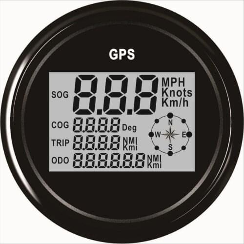 Waterproof Digital GPS 3-3/8'' (85mm)Speedometer Odometer Trip Meter Course for Auto Marine Truck with Backlight 12V/24V